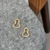 Pendientes de Calabaza Hueca de Zirconia Estilo Chino Nuevo Fang Tangjia Pendientes Elegantes Retro de Lujo Ligero Estilo Nuevo 2024