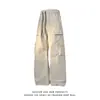 Pantalones Cargo Casuales Negros de Marca T Tendencia para Hombre Primavera Otoño Calle Alta Americana Rudo Atractivo Pierna Recta Pantalones Largos Versátiles Pantalones de Pierna Ancha Tendencia