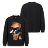 Camiseta de manga larga pesada lavada con estampado retro de cabeza grande Stewell Lil uzi vert holgada de hombros caídos para hombre
