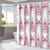 Cortina de ducha Santa Claus Transfronterizo Lazo Rosa Cortina de ducha para baño del hogar Separación de zona seca y húmeda Cortina de ducha Impermeable Cortina de ducha