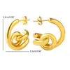Pendientes de nudo geométrico especial transfronterizos pendientes de nudo de cuerda trenzada chapados en oro de acero inoxidable pendientes de metal estilo viento de acero de titanio