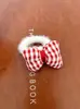 Corda de Cabelo de Pelúcia com Laço Bufante Xadrez Vermelho para Menina Gravata de Cabelo Bola Fofa Faixa de Cabelo Corda de Cabelo Acessórios de Cabelo Adorno de Cabeça
