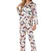Conjunto de Ropa para el Hogar Estilo Europeo y Americano, Pijama para Mujer, Suministro de Comercio Exterior, Cárdigan de Satén, Manga Larga, Moda Casual de Otoño