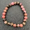 Pulseira de Contas Redondas Tk Transfronteiriça, Moderna e Personalizada, com Contas de Pedra Vulcânica, Ágata, Obsidiana e Olho de Tigre, Atacado