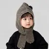 Gorro y Bufanda Todo en Uno para Niños Otoño e Invierno Niños y Niñas Gorro Tejido Gorro de Lana Gorro con Protección para las Orejas Gorro Caliente para Bebé