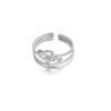 Anillo de acero inoxidable ajustable con apertura de luna y hoja con letra personalizada, estilo hip hop, simple y exagerado.