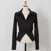Ropa de mujer de comercio exterior, nuevo estilo coreano Dongdaemun, elegante y ajustada, acentúa la figura, cuello polo, entallada en la cintura, versátil, estilo OL, manga larga