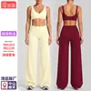 Conjunto de Roupas de Yoga Transfronteiriço para Mulheres, Conjunto de Top de Yoga Esportivo Fitness em Forma de U e Regata Casual Bonita para Corrida com Decote em V Profundo