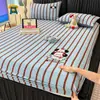 Sábana bajera ajustada de algodón puro, cepillado, con temática de dibujos animados, engrosada, pieza única, otoño/invierno, 100% algodón, funda de cama individual para niños, protector de colchón, juego de tres piezas