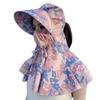 Chal de Tela de Flores de Verano Sombrero Parasol Máscara Protección para el Cuello Protector Solar Sombrero Integrado Conducción Ciclismo Sombrero de Sol de Color Floral