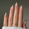 Coleção de nail art de Natal transfronteiriça: Pontas de unha pré-desenhadas, prontas para usar e adesivos para unhas postiças, 24 peças, designs de nail art de Natal removíveis