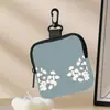 Cartera de Monedas con Estampado de Flores, Bolso de Almacenamiento Impermeable de Cuero Artificial con Cremallera, Estuche Multifuncional Mini para Auriculares