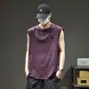 Chaleco sin mangas bordado transpirable de alta gama estilo americano para hombre, camiseta suelta informal deportiva de verano para fitness para hombre al por mayor