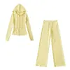 Conjunto de Ropa Deportiva de Yoga Cálida de Terciopelo Nuevo Otoño e Invierno Conjunto de Dos Piezas Versátil Sudadera con Capucha Adelgazante Chaqueta Pantalones Rectos de Pierna Ancha