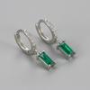 Brinco de Argola Retangular Colorido com Zircônia Geométrica de Diamante para Mulheres, Brinco Simples com Cravação de Diamantes, Brincos Europeus e Americanos da Moda Tendência para Mulheres