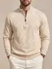Suéter de punto informal para hombre, estilo americano, otoño e invierno, con media cremallera, cuello alto, patrón de rombos, manga larga, sudadera pullover