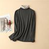 Camiseta Base de Invierno para Mujer 100% Seda de Morera Cepillada Engrosada Cuello Alto Manga Larga Top Cálido Interior Forrado de Felpa de Seda