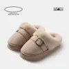 Chinelos de Algodão Birkenstock de Alta Qualidade para Mulheres, Moda Inverno para Usar por Cima, Quentes de Pelúcia com Solado Grosso Antiderrapante, Chinelos de Pelo para Roupas de Trabalho