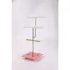 Suporte de Joias de Base de Concha de Alta Qualidade, Suporte de Exibição de Armazenamento de Brincos e Colares com Haste de Metal de Camada Dupla, Exibição de Joias de Mesa