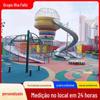 Projeto de parque para pais e filhos ao ar livre, comunidade, planejamento de espaço para atividades infantis, parque, escorregador de aço inoxidável, equipamento de diversão