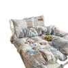 Ins juego de cuatro piezas de cuadros patchwork estilo coreano, gasa abullonada nuevo modelo 2026, sábana, funda de edredón, juego de tres piezas para cama de dormitorio 4