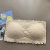 Una palabra Wai Seda de Hielo Encaje Calado Hermoso Espalda Envolvente a Prueba de Pecho Sin Tirantes Sexy Ropa Interior de Fondo para Estudiante