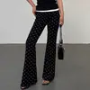 Pantalones de maternidad para primavera y otoño 2026, nuevo estilo, pantalones acampanados de punto con lunares para mujeres petite, pantalones largos ligeramente acampanados de otoño para mujeres petite