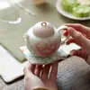 Tetera de Cerámica Rosa Claro Peonía Pintada a Mano con Filtro de Agujero de Bola, Tetera Pequeña para Preparar Té, Juego de Té Pintado a Mano Dehua