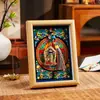 Thangka Amarillo Dios de la Riqueza Mahakala Estatua de Buda Pintura Colgante Pantalla de Escritorio Guanyin Bodhisattva Atracción de Fortuna Pintura Decorativa para Entrada