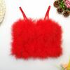 Ropa interior de estilo occidental tipo tirantes con plumas integradas y almohadilla en el pecho, body corto completo envuelto en pelo en el pecho, top de tubo dulce y picante para bloguera de moda