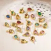 Pingente de Aço Inoxidável Cristal de Vidro Gota Pedra Preciosa Colorida Pingente de Aço Titânio Colar Acessórios de Joias DIY