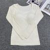 Top de otoño e invierno de rayón lijado con cuello cuadrado base cálido de manga larga sin costuras slim con almohadilla en el pecho ropa interior térmica interior para mujer