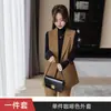 Colete de Terno Preto Terno para Mulheres Primavera e Outono Novo Elegante Estilo Deusa Colete Profissional Calça Conjunto de Duas Peças
