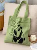 Fio de Tricô Versátil Estilo Artístico Bolsa de Ombro Panda Fofo Comendo Bambu Design Original Bolsa Tote Desenho Animado Tecelagem