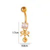 Piercing de Umbigo Henson em Aço Inoxidável com Zircônia Inlaid de Cobre, com Pingente de Borboleta e Franja, Piercing de Umbigo Estilo Europeu e Americano Transfronteiriço