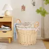 Cesta de armazenamento de rattan trançado, cesto de roupa suja, cesto de armazenamento de roupa suja estiloso e atraente, cesto de roupa doméstico de grande capacidade