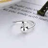 Anillo de gota de agua de plata de ley s925 Fangxing diseño de nicho femenino sentido de la personalidad simple moda anillo abierto de bola anillo de comida