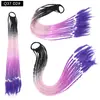 Pelucas Trenzadas de Colores Estilo Europeo y Americano, Coletas de Color Degradado, Trenzas de Espiga de Celebridades de Internet, Trenzas de Boxeadora de Tres Hebras para Discoteca