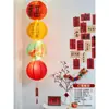 Decoraciones Estilo Chino para el Festival de Medio Otoño, Linternas Plegables de Papel Estilo Antiguo con el Carácter "Fu", Adivinanzas de Linternas, Decoraciones Festivas para la Escena del Festival de Primavera y el Festival de las Linternas