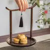 Bandeja de Chá Retrô de Bambu Estilo Chinês com Alça para Preparo de Chá, Bandeja para Lanches de Frutas Secas, Adequada para Casas de Chá, Pousadas e Uso Doméstico Caixa de Lanches