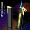2023 Nuevo Encendedor Metálico Creativo Elegante Portátil Largo Recto a Prueba de Viento Llama Azul Encendedor Inflable