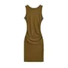 Vestido midi bodycon elástico versátil de una sola manga sin mangas sexy ajustado a la figura fruncido que moldea la cintura para mujer