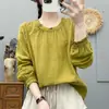 Moda Outono 2026: Suéter Estilo Artístico Dupla Camada Algodão Gaze Manga Longa para Mulheres, Top Casual Slim-Fit Atacado
