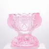 Suporte Colorido de Lâmpada de Manteiga de Vidro para Uso Doméstico, Base para Velas para Oferecer ao Buda, Lâmpada de Vela Duradoura, Suporte de Vela de Lótus