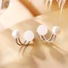 Yilu Plata S925 Plata Esterlina Hetian Jade Jade Blanco Perla Aretes de Cuentas Redondas Joyería de Alta Gama Aretes Sencillos INS para Mujer
