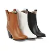 Botas de cuero de punta fina hasta la pantorrilla para otoño e invierno, estilo slip-on ligero, disponibles en tallas grandes, nuevas y versátiles botas Martin de color liso para mujer