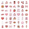Conjunto Transfronteiriço de 50 Peças de Novos Adesivos Kawaii de Sobremesa de Coelho Morango Rosa Fofo, Adesivos Femininos à Prova d'Água