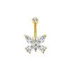 Amazon Comercio Electrónico Transfronterizo Más Vendido Acero Inoxidable Incrustado de Diamantes Piercing de Ombligo Anillo de Vientre Mariposa con Circonita Joyería para Piercings Corporales