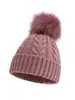 Gorro de tricô torcido adulto transfronteiriço, cor sólida, com pompom grande, adequado para atividades ao ar livre, proporcionando calor e proteção contra o vento