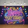 Amazon Transfronterizo Tela de Fondo de Cumpleaños Pareja Decoración de Fiesta Bandera de Dibujos Animados Arreglo de Celebración de Cumpleaños para Niños Tela Colgante de Pancarta